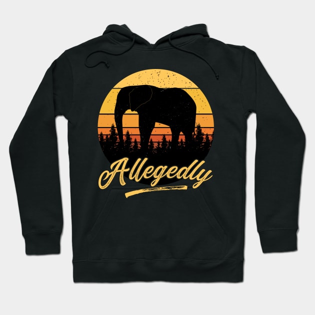 Allegedly Elephant Gentle Giant Tusker Retro Distressed Sunset Hoodie by BadDesignCo